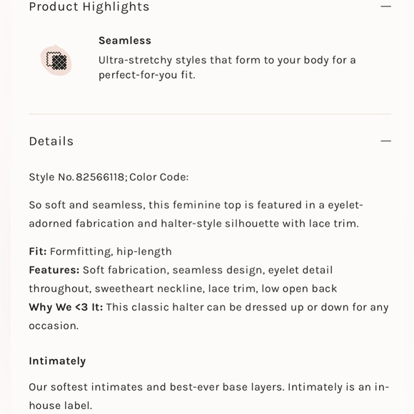 NWOT Free People Intimately Eyelet Seamless Halter Top Size M/L - Picture 5 of 9